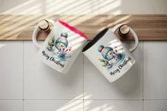 Watercolor cute snowman scarf hat candy cane Merry Christmas quote print 20 oz tumbler skinny mug wrap clipart t-shirt sublimation printable design