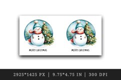 Watercolor cute snowman scarf hat decorated tree Merry Christmas quote print 20oz tumbler skinny mug wrap clipart t-shirt sublimation printable design
