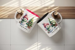 Watercolor cute snowman scarf hat decorated tree Merry Christmas quote print 20oz tumbler skinny mug wrap clipart t-shirt sublimation printable design