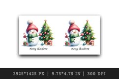 Watercolor cute snowman scarf hat decorated tree Merry Christmas quote print 20oz tumbler skinny mug wrap clipart t-shirt sublimation printable design