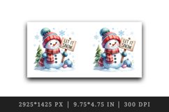 Watercolor cute snowman scarf hat holding sign Let it Snow quote print 20 oz tumbler skinny mug wrap clipart t-shirt sublimation printable design