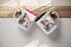 Watercolor cute snowman scarf hat holding sign Let it Snow quote print 20 oz tumbler skinny mug wrap clipart t-shirt sublimation printable design