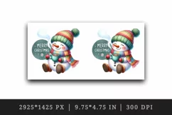 Watercolor cute snowman scarf hat hot cocoa Merry Christmas quote print 20 oz tumbler skinny mug wrap clipart t-shirt sublimation printable design