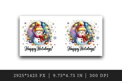 Watercolor cute snowman scarf hat lights Happy Holidays Christmas quote print tumbler skinny mug wrap clipart t-shirt sublimation printable design