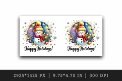 Watercolor cute snowman scarf hat lights Happy Holidays Christmas quote print tumbler skinny mug wrap clipart t-shirt sublimation printable design
