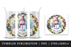 Watercolor cute snowman scarf hat lights Sparkle Shine Christmas quote print 20oz tumbler skinny mug wrap clipart t-shirt sublimation printable design