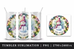 Watercolor cute snowman scarf hat lights Sparkle Shine Christmas quote print 20oz tumbler skinny mug wrap clipart t-shirt sublimation printable design