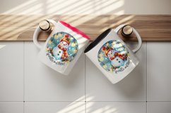 Watercolor cute snowman scarf hat lights Sparkle Shine Christmas quote print 20oz tumbler skinny mug wrap clipart t-shirt sublimation printable design