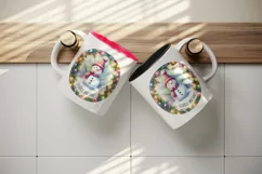 Watercolor cute snowman scarf hat lights Sparkle Shine Christmas quote print 20oz tumbler skinny mug wrap clipart t-shirt sublimation printable design