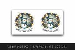 Watercolor cute snowman scarf hat lights Sparkle Shine Christmas quote print 20oz tumbler skinny mug wrap clipart t-shirt sublimation printable design