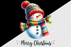 Watercolor cute snowman scarf hat Merry Christmas quote print 20 oz tumbler skinny mug wrap clipart t-shirt sublimation printable design
