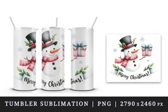 Watercolor cute snowman scarf hat present gift Merry Christmas quote print 20 oz tumbler skinny mug wrap clipart t-shirt sublimation printable design