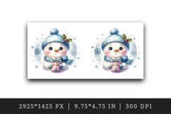 Watercolor cute snowman scarf hat present gift snowflakes Christmas print 20 oz tumbler skinny mug wrap clipart t-shirt sublimation printable design