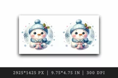 Watercolor cute snowman scarf hat present gift snowflakes Christmas print 20 oz tumbler skinny mug wrap clipart t-shirt sublimation printable design