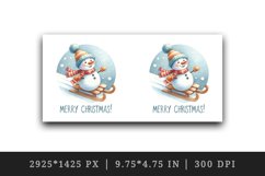 Watercolor cute snowman scarf hat sledding Merry Christmas quote print 20 oz tumbler skinny mug wrap clipart t-shirt sublimation printable design