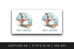 Watercolor cute snowman scarf hat sledding Merry Christmas quote print 20 oz tumbler skinny mug wrap clipart t-shirt sublimation printable design