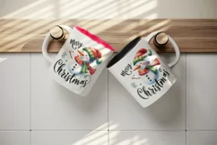 Watercolor cute snowman scarf hat snowflake Merry Christmas quote print 20 oz tumbler skinny mug wrap clipart t-shirt sublimation printable design