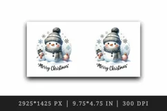 Watercolor cute snowman scarf hat snowflakes Merry Christmas quote print 20 oz tumbler skinny mug wrap clipart t-shirt sublimation printable design