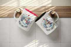 Watercolor cute snowman scarf hat snowflakes Merry Christmas quote print 20 oz tumbler skinny mug wrap clipart t-shirt sublimation printable design