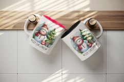 Watercolor cute snowman scarf hat tree hot cocoa Cozy Christmas quote print 20 oz tumbler skinny mug wrap clipart t-shirt sublimation printable design