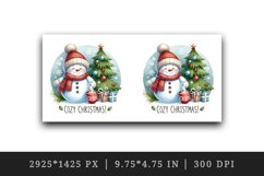 Watercolor cute snowman scarf hat tree hot cocoa Cozy Christmas quote print 20 oz tumbler skinny mug wrap clipart t-shirt sublimation printable design