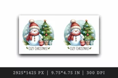 Watercolor cute snowman scarf hat tree hot cocoa Cozy Christmas quote print 20 oz tumbler skinny mug wrap clipart t-shirt sublimation printable design