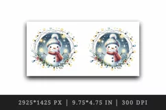 Watercolor cute snowman scarf hat twinkling Christmas lights print 20 oz tumbler skinny mug wrap clipart t-shirt sublimation printable design