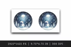 Watercolor cute snowman scarf hat winter forest snowflakes night moon print 20 oz tumbler skinny mug wrap clipart t-shirt sublimation printable design