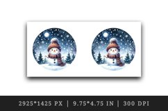 Watercolor cute snowman scarf hat winter forest snowflakes night moon print 20 oz tumbler skinny mug wrap clipart t-shirt sublimation printable design
