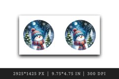 Watercolor cute snowman scarf hat winter forest snowflakes night moon print 20 oz tumbler skinny mug wrap clipart t-shirt sublimation printable design