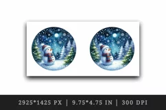Watercolor cute snowman scarf hat winter forest snowflakes night moon print 20 oz tumbler skinny mug wrap clipart t-shirt sublimation printable design