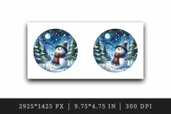 Watercolor cute snowman scarf hat winter forest snowflakes night moon print 20 oz tumbler skinny mug wrap clipart t-shirt sublimation printable design