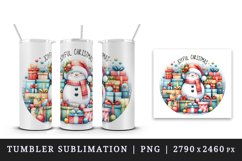 Watercolor cute snowman scarf hat wrapped gifts Joyful Christmas quote print 20oz tumbler skinny mug wrap clipart t-shirt sublimation printable design