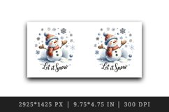 Watercolor cute snowman scarf snowflakes Let it Snow Christmas quote print 20 oz tumbler skinny mug wrap clipart t-shirt sublimation printable design