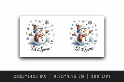 Watercolor cute snowman scarf snowflakes Let it Snow Christmas quote print 20 oz tumbler skinny mug wrap clipart t-shirt sublimation printable design