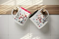 Watercolor cute snowman scarf snowflakes Let it Snow Christmas quote print 20 oz tumbler skinny mug wrap clipart t-shirt sublimation printable design