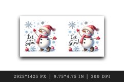 Watercolor cute snowman scarf snowflakes Let it Snow Christmas quote print 20 oz tumbler skinny mug wrap clipart t-shirt sublimation printable design