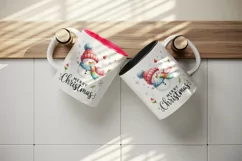 Watercolor cute snowman scarf snowflakes Merry Christmas quote print 20 oz tumbler skinny mug wrap clipart t-shirt sublimation printable design
