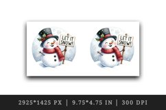 Watercolor cute snowman scarf top hat holding sign Let it Snow quote print 20 oz tumbler skinny mug wrap clipart t-shirt sublimation printable design