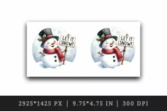Watercolor cute snowman scarf top hat holding sign Let it Snow quote print 20 oz tumbler skinny mug wrap clipart t-shirt sublimation printable design