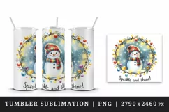 Watercolor cute snowman Sparkle and Shine quote Christmas New Year winter print tumbler skinny mug wrap clipart t-shirt sublimation printable design