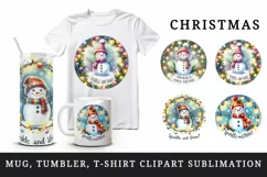 Watercolor cute snowman Sparkle and Shine quote Christmas New Year winter print tumbler skinny mug wrap clipart t-shirt sublimation printable design