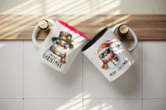 Watercolor cute snowman sunglasses Merry Christmas quote New Year winter print tumbler skinny mug wrap clipart t-shirt sublimation printable design