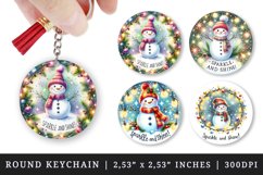 Watercolor cute snowman twinkling lights Sparkle and Shine quote Christmas New Year winter print round keychain keychains sublimation design