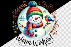 Watercolor cute snowman Warm Wishes quote Christmas New Year winter print 20 oz tumbler skinny mug wrap clipart t-shirt sublimation printable design