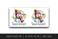 Watercolor cute snowman Warm Wishes quote Christmas New Year winter print 20 oz tumbler skinny mug wrap clipart t-shirt sublimation printable design