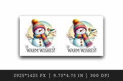 Watercolor cute snowman Warm Wishes quote Christmas New Year winter print 20 oz tumbler skinny mug wrap clipart t-shirt sublimation printable design