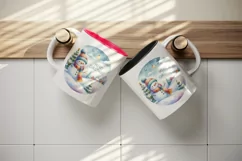 Watercolor cute snowy landscape snowman hat Merry Christmas quote print 20 oz tumbler skinny mug wrap clipart t-shirt sublimation printable design