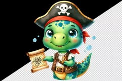 Watercolor cute sparkle dinosaur dino pirate with treasure map print 20 oz tumbler skinny mug wrap clipart t-shirt sublimation printable design