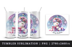 Watercolor cute sparkle unicorn present gift Merry Christmas quote print 20 oz tumbler skinny mug wrap clipart t-shirt sublimation printable design